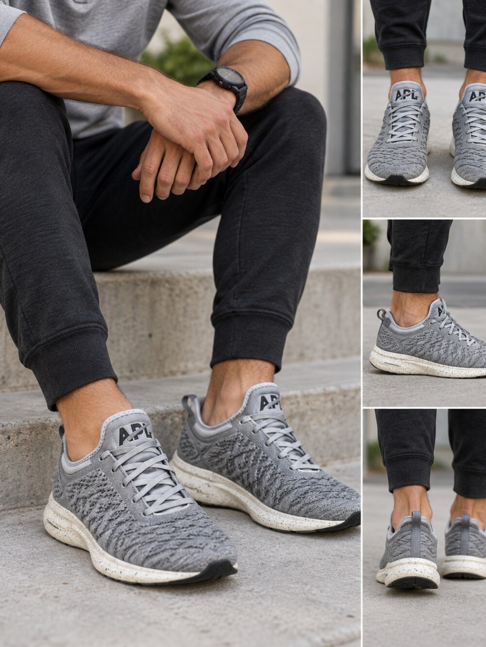 APL Phantom gray running shoes speckle soles